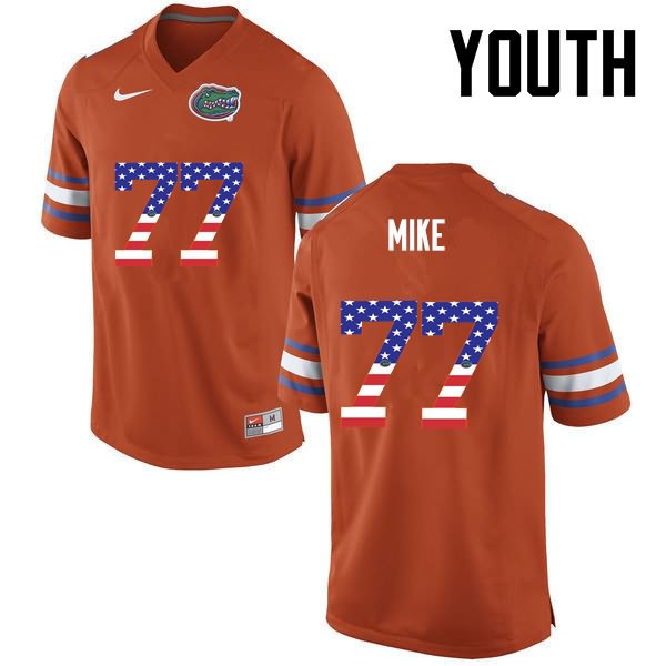 Youth NCAA Florida Gators Andrew Mike #77 Stitched Authentic USA Flag Fashion Nike Orange College Football Jersey HAM2765UC